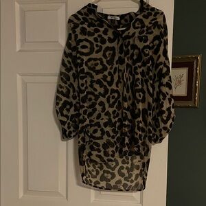 Xtaren Leopard Print Blouse - Black and Tan